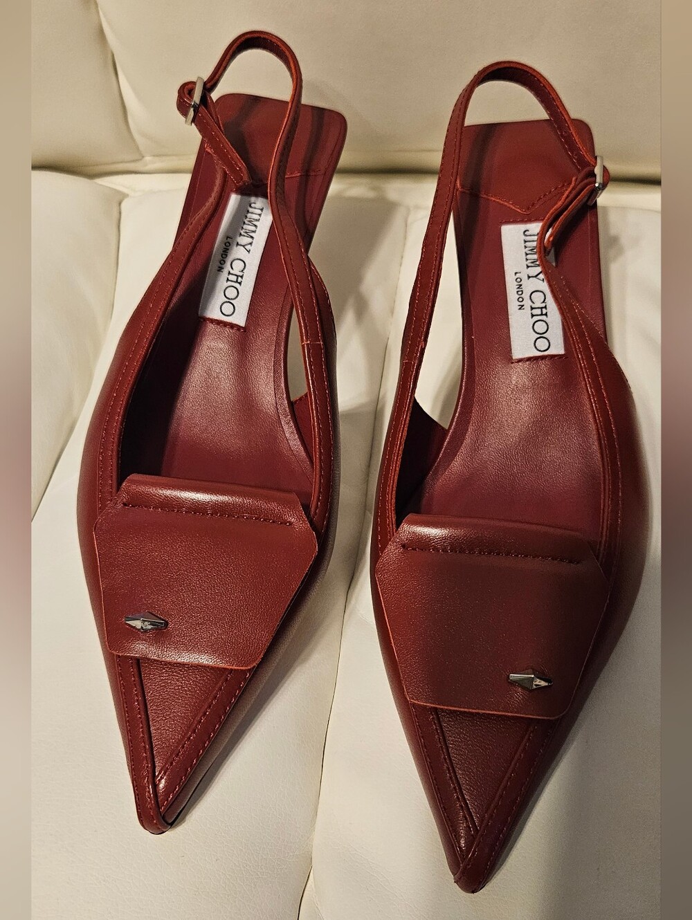 Jimmy Choo Frances Leather Slingback Pumps in Burgundy Red